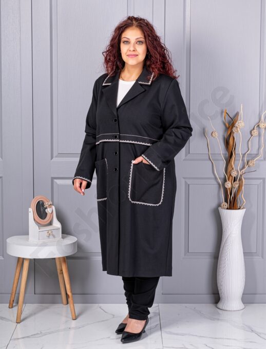 Palton maxi elegant cu accente brodate cod 30075