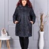 Geaca maxi pentru iarna cu gluga si aplicatie din paiete-negru cod 71399