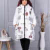 Geaca maxi lunga pentru iarna cu imprimeu de arta-alb cod 71303-1