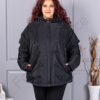 Geaca maxi pentru iarna cu gluga si buzunare-negru cod 63280
