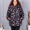 Geaca maxi groasa cu gluga si imprimeu buline cod 63297