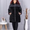 Geaca maxi pentru iarna din fas impermeabil cu combinatie in relief cod 71404