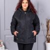 Geaca maxi matlasata pentru iarna cu gluga detasabila cod 63265