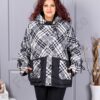 Geaca maxi pentru iarna cu croi modern si imprimeu in carouri cod 63253