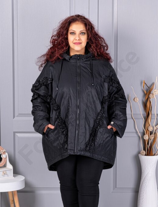 Geaca super maxi pentru iarna cu gluga si croi modern cod 63283