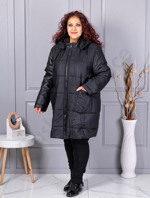 Geaca maxi lunga pentru iarna cu gluga detasabila cod 63269