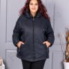 Geaca maxi de dama pentru iarna cu gluga si buzunare-negru cod 63279