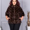 Palton maxi cochet din blana eco cu guler inalt-maro cod LT18