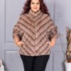 Palton maxi cochet din blana eco cu guler inalt-bej cod LT18-2