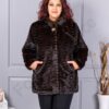 Palton maxi luxos din blana eco cu accent stralucitor cod 2730