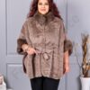 Pelerina maxi cu blana si nubuc eco-moca cod JJ90-1