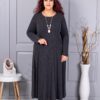 Rochie maxi in cloș din angora cu cadou colier-negru cod 26030