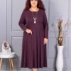 Rochie maxi in cloș din angora cu cadou colier-burgundy cod 26030-1