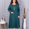 Rochie maxi in cloș din angora cu cadou colier-verde inchis cod 26030-3