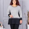 Tunica maxi in cloș din angora cu imprimeu pepit-alb cod 23065