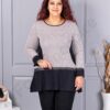 Tunica maxi in cloș din angora cu imprimeu pepit-moca cod 23065-1