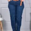 Blugi maxi din denim elastic cu curea contrastanta-albastru cod 6064-1
