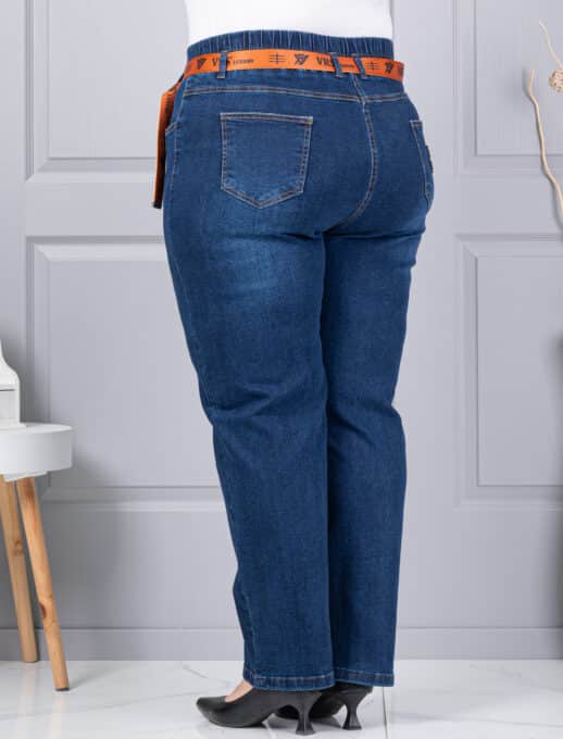 Blugi maxi din denim elastic cu curea contrastanta-albastru cod 6064-1