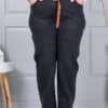 Blugi maxi din denim elastic cu curea contrastanta-negru cod 6064