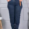 Blugi maxi din denim elastic cu curea contrastanta-vintage albastru cod 6064-3