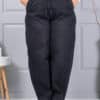 Blugi maxi de dama cu croi balloon si talie elastica-negru cod 6059