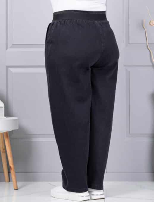 Blugi maxi de dama cu croi balloon si talie elastica-negru cod 6059