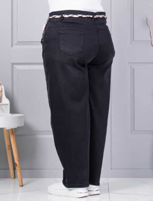 Blugi maxi de dama cu croi balloon si elastic in talie-negru cod 6040