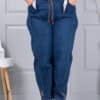 Blugi maxi de dama cu croi balloon si elastic in talie-albastru cod 6040-1