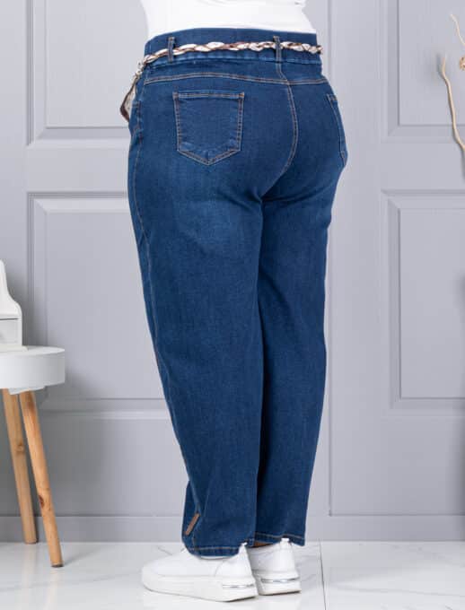 Blugi maxi de dama cu croi balloon si elastic in talie-albastru cod 6040-1