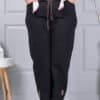 Pantalon maxi de dama cu curea din satin-negru cod 6046