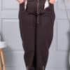 Pantalon maxi de dama cu curea din satin-maro cod 6046-1