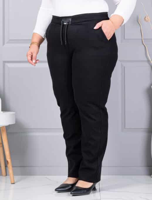 Pantalon maxi din catifea reiata cu talie elastica si emblema cauciucata cod 2497-2