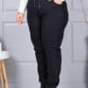 Pantalon maxi de dama din material gros si banda din pietricele-negru cod 2497-4
