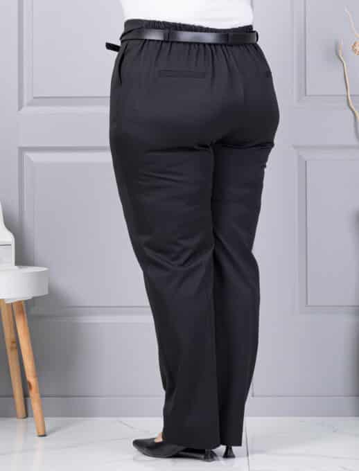 Pantalon maxi elegant cu curea in talie-negru cod 5089