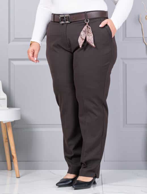 Pantalon maxi elegant cu curea in talie-maro cod 5080