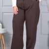Pantalon super maxi cu curea din piele eco-maro cod 4087