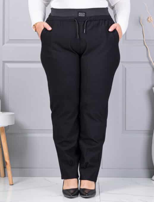 Pantalon maxi de dama cu talie elastica si emblema mica cod 2636