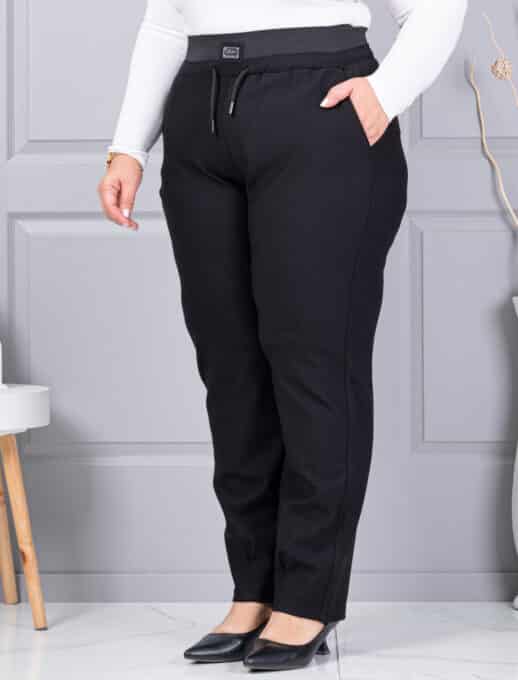 Pantalon maxi de dama cu talie elastica si emblema mica cod 2636