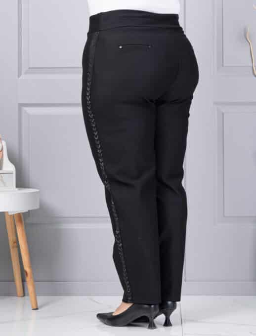 Pantalon maxi de dama cu talie elastica si banda din pietricele cod 2497-1