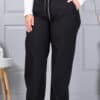 Pantalon maxi de dama din material gros cu croi lejer-negru cod 2497-7