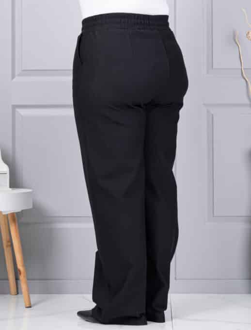Pantalon maxi de dama din material gros cu croi lejer-negru cod 2497-7