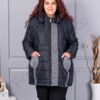Geaca maxi groasa cu gluga si broderie cod 63261