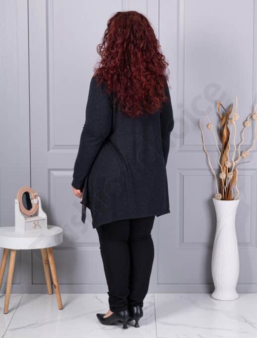 Tunica maxi in cloș din angora si elastan cu imprimeu flori frumoase cod 26127