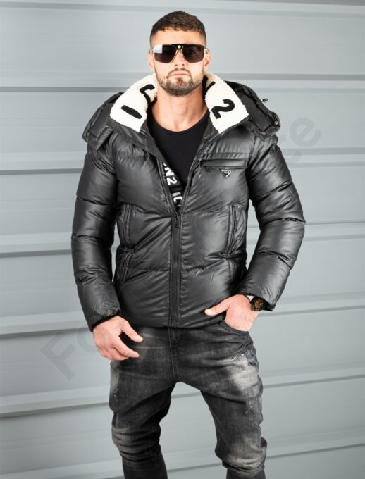 Geaca barbati pentru iarna din fas impermeabil si guler cu caracul ICON cod 3323