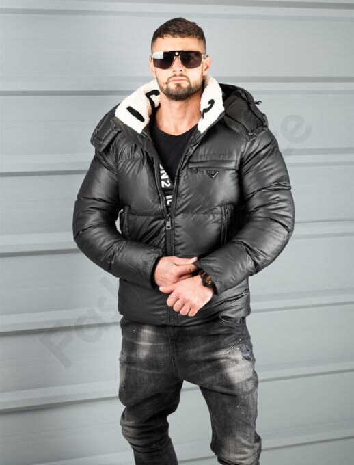 Geaca barbati pentru iarna din fas impermeabil si guler cu caracul ICON cod 3323