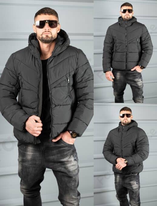 Geaca scurta pentru iarna cu gluga dupa model Nike cod 5173